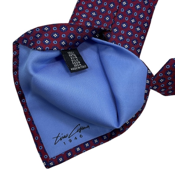 TINO COSMA Burgundy/Blue Geometric Silk LUXURY Tie ITALY - Picture 3 of 4